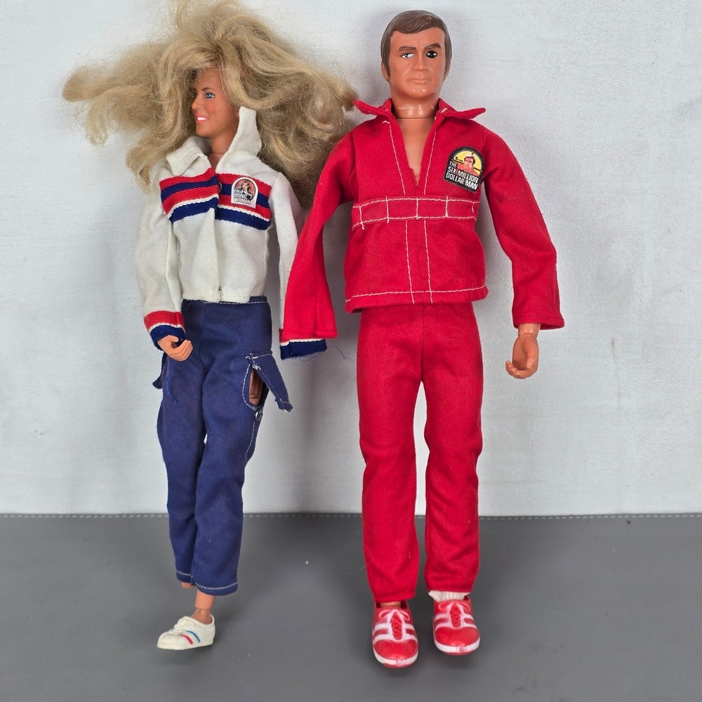 Vintage Kenner Six Million Dollar Man & Bionic Woman Action Figure 1970s READ